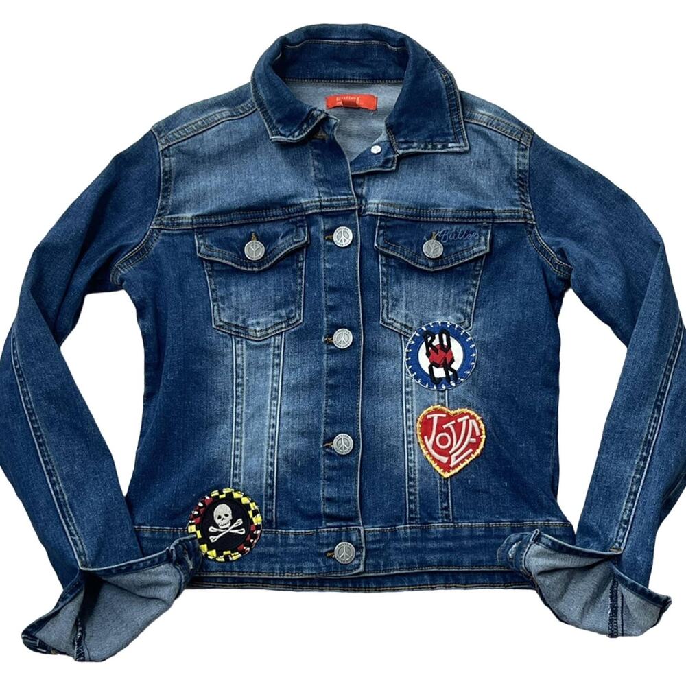 Butter Girls Dark Denim Jacket With Patches Large